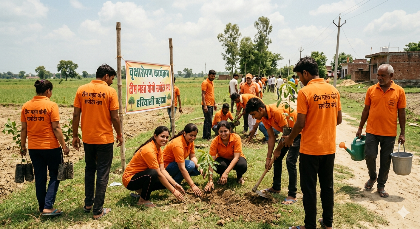 टीम महंत योगी सपोर्टर संघ ने एक दिन में लगाए 10,000 से अधिक पौधे